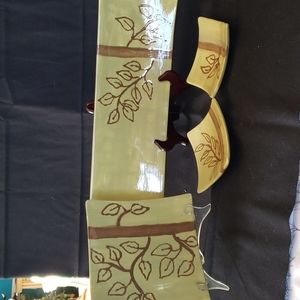 Hand painted ceramic trays and plates. Signed Ashley  09